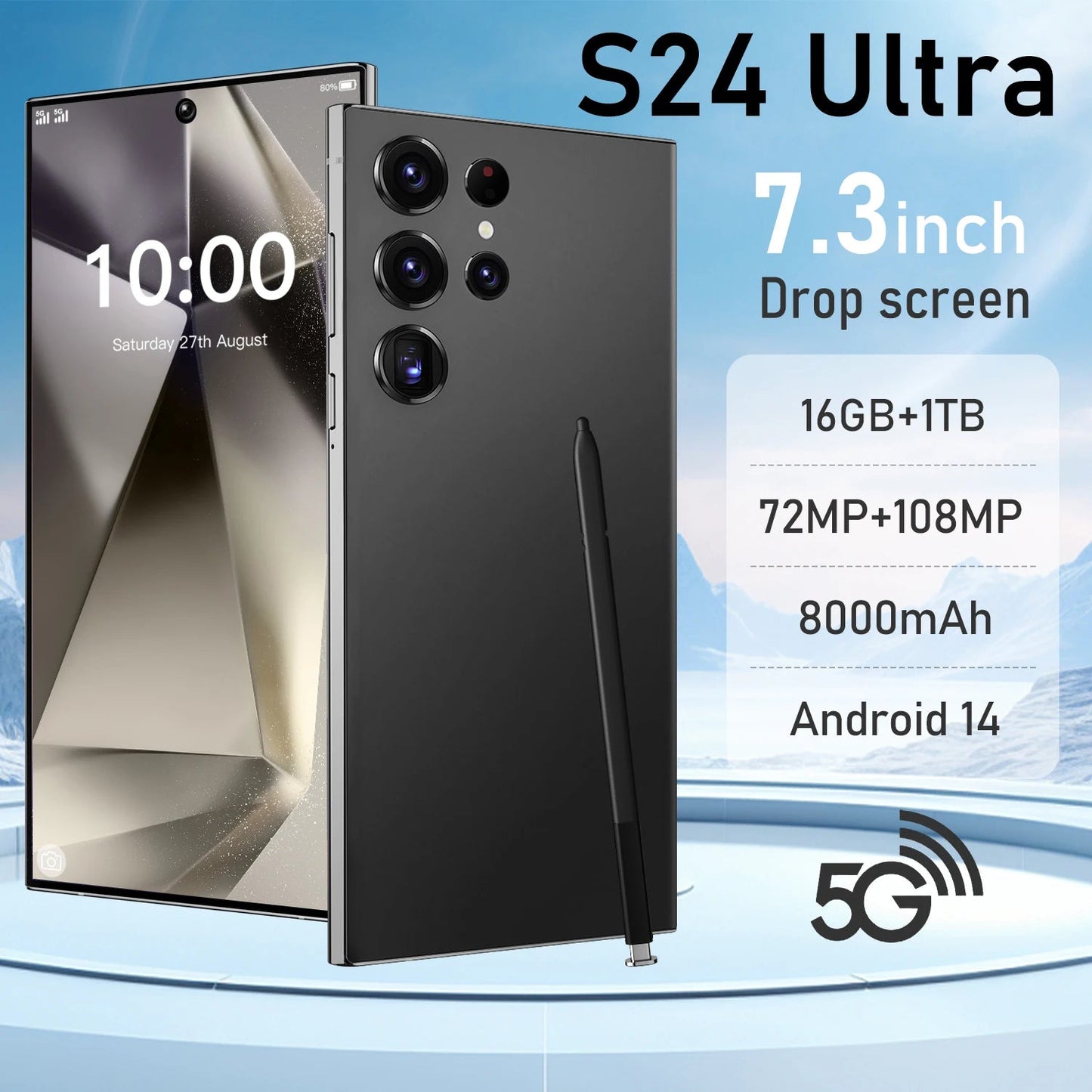 New Mobile Phone 2025 S24 ultra Smartphones 16GB+1TB 5G Dual SIM Professional - Photography 5G Smartphones Built in High Cameras - Velora