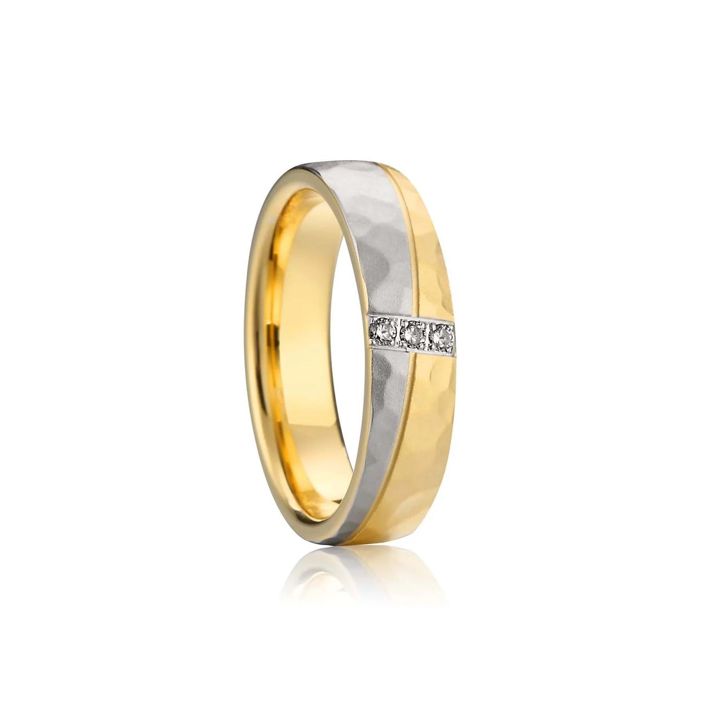 Pure Handmade Hammered 18K Gold Plated Wedding Rings Men & Women Stainless Steel Jewelry for Couples Valentine's Day Gifts - Velora