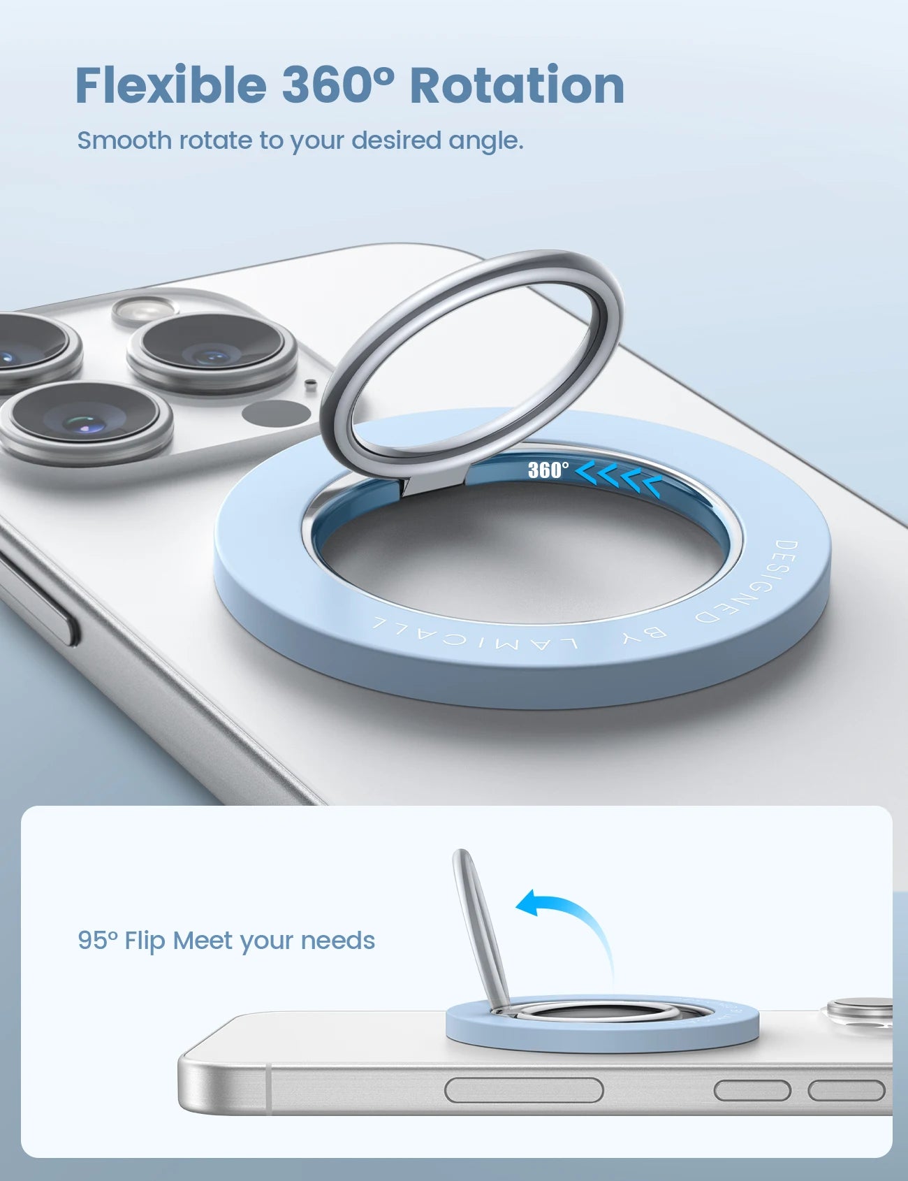 360° Adjustable Phone Ring with Magnetic Suction for iPhone and Android, Provides Best Viewing Angle - Velora