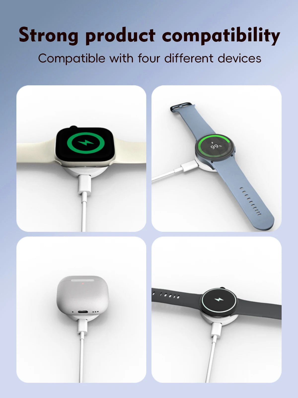 2024 New Upgrade 3W Smart Watch Magnetic Wireless Charging for Galaxy Watch 3/4/5/6/7 Custom Logo Dropshipping Products 2024 - Velora