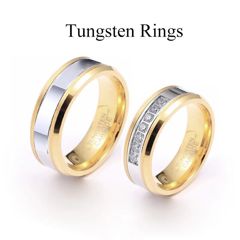 Pure Handmade Hammered 18K Gold Plated Wedding Rings Men & Women Stainless Steel Jewelry for Couples Valentine's Day Gifts - Velora