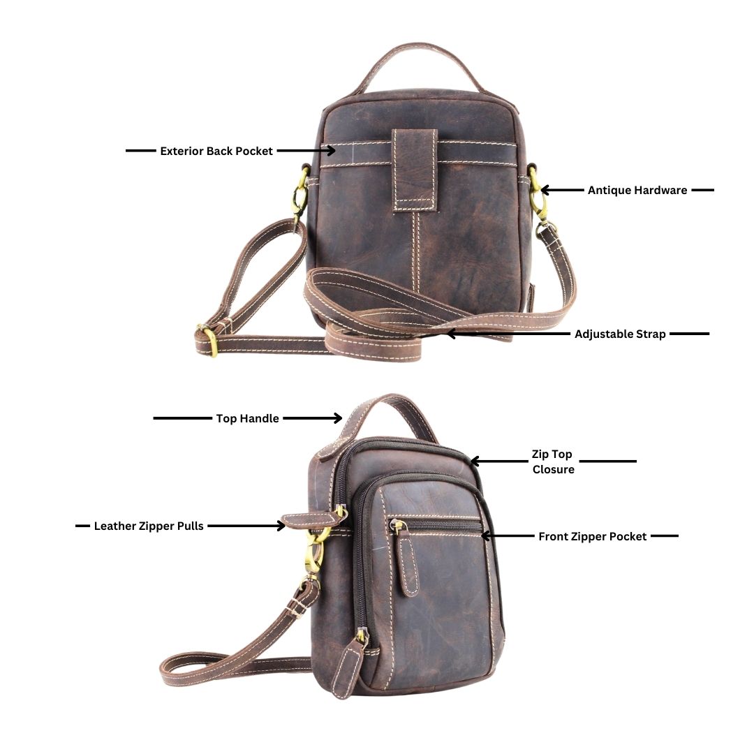 Hunter Leather Bag with Top Handle - Velora Luxury Fashion