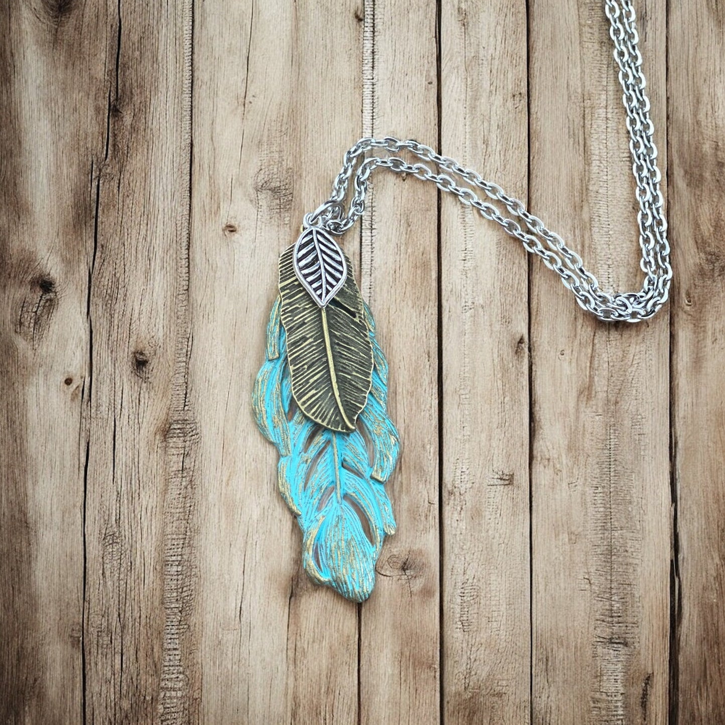 Patina Feather Necklace - Velora
