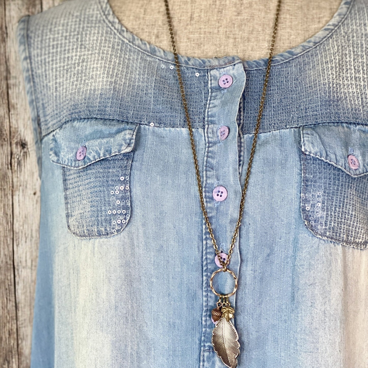 Mixed Metal Leaf Necklace - Velora