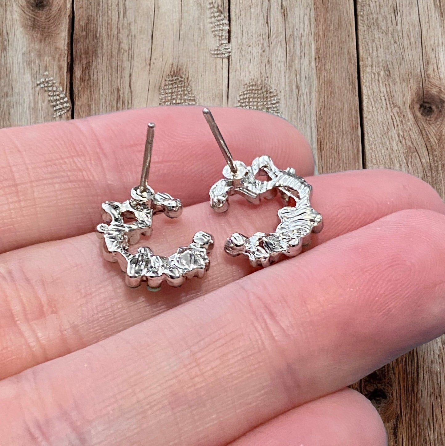 Crescent Bloom Stud Earrings – Floral Halo Design - Sparkle - Velora