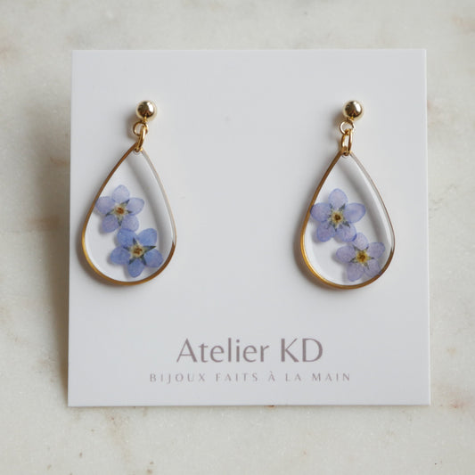 Boucles d’oreilles duo myosotis - goute (grande) - Velora