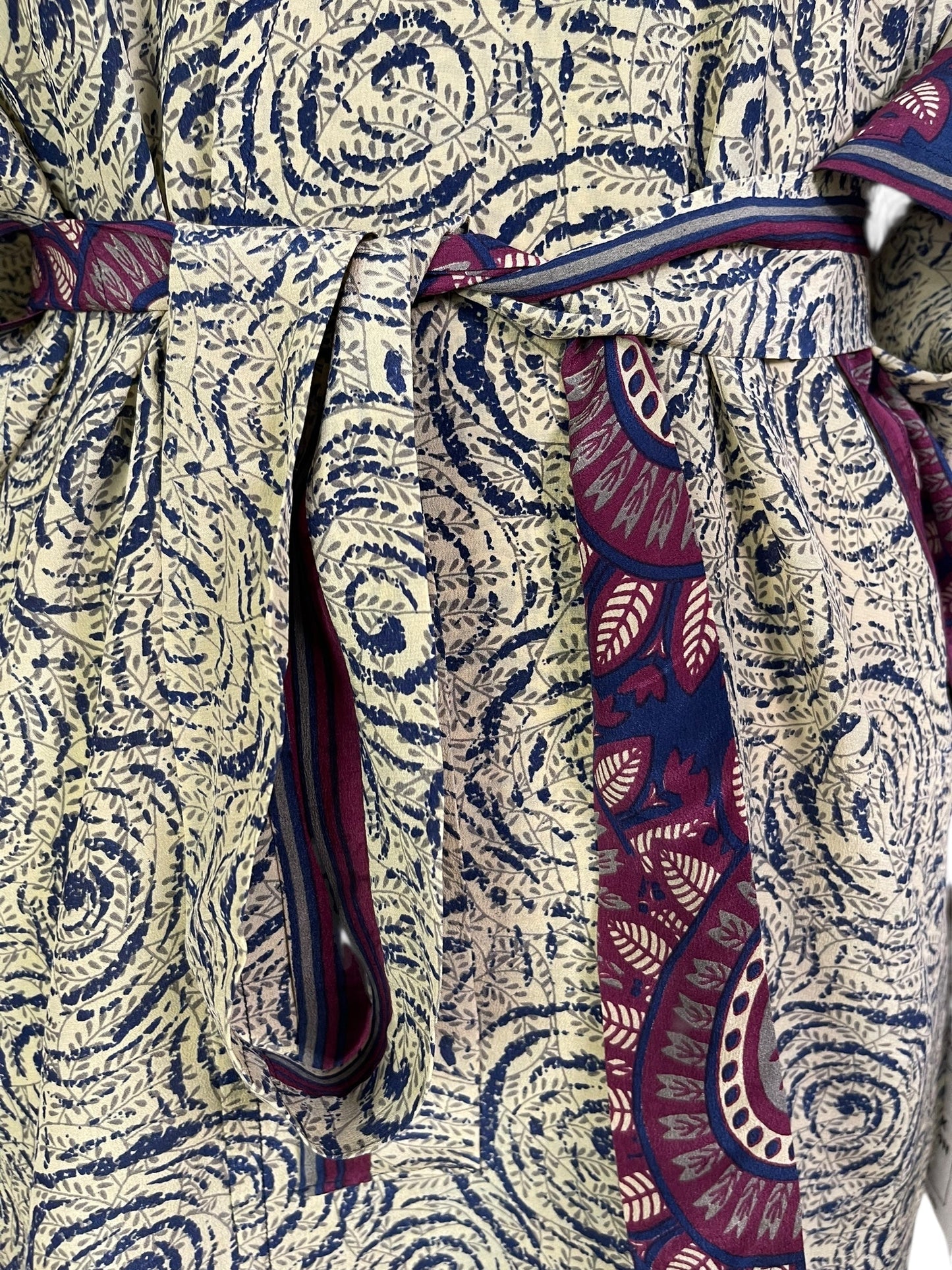 PRC6912 Avatar Pure Silk Kimono-Sleeved Jacket with Belt - Velora