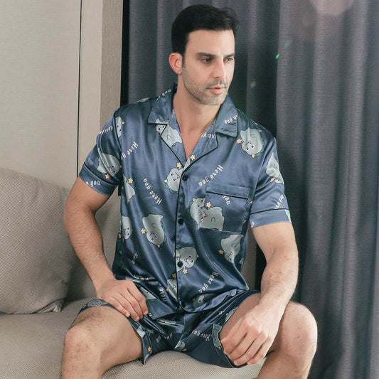 Ice Silk Short Sleeve Pajamas Men Can Be Outerwear Homewear EX-STOCK Canada