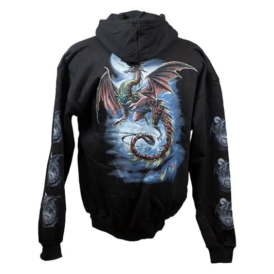 J&L Imports Men's Moon and Dragon Zip-Up Hoodie - Velora Luxury Fashion