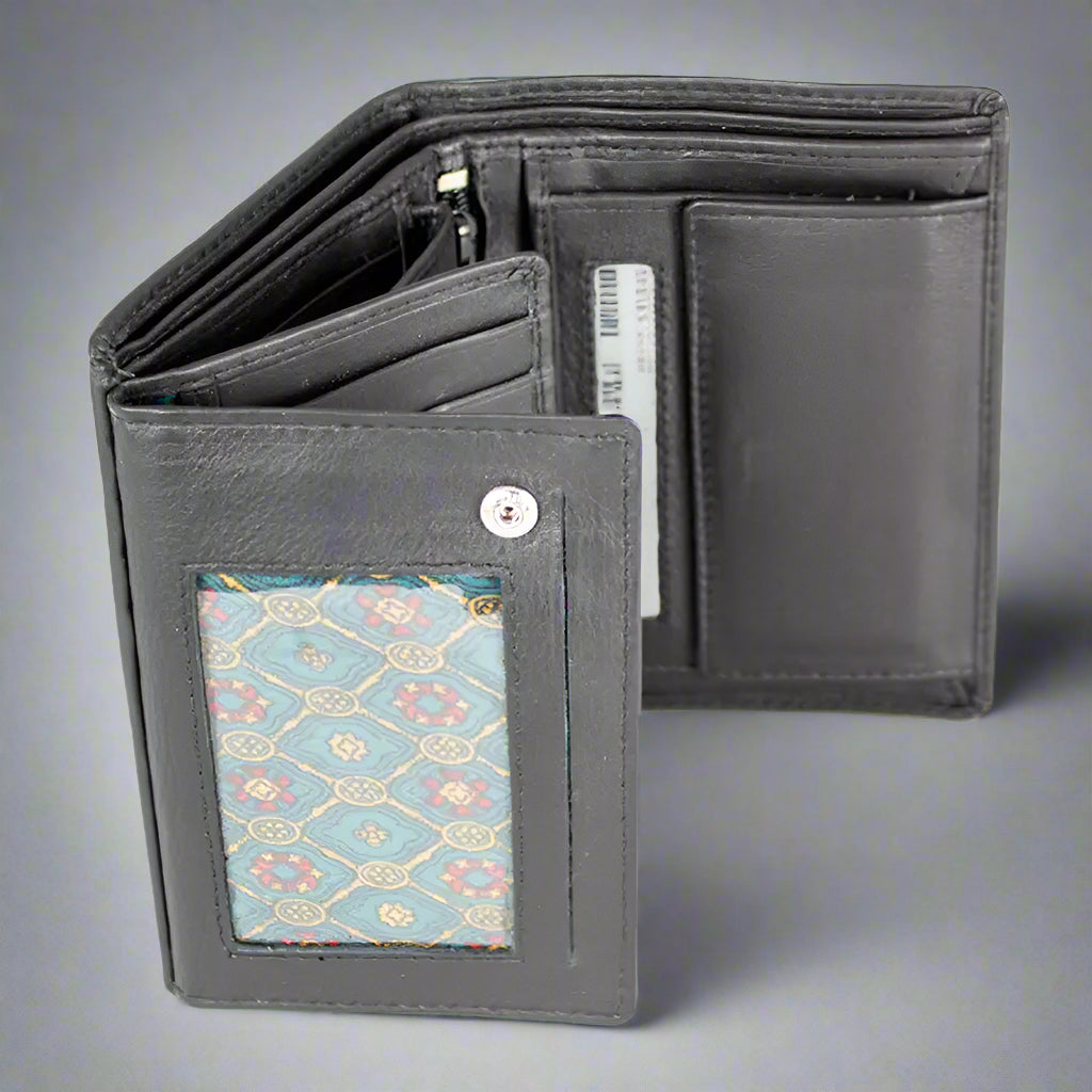 JBG International Men's Snap Close Flip Trifold Leather Wallet Boutique of Leathers/Open Road