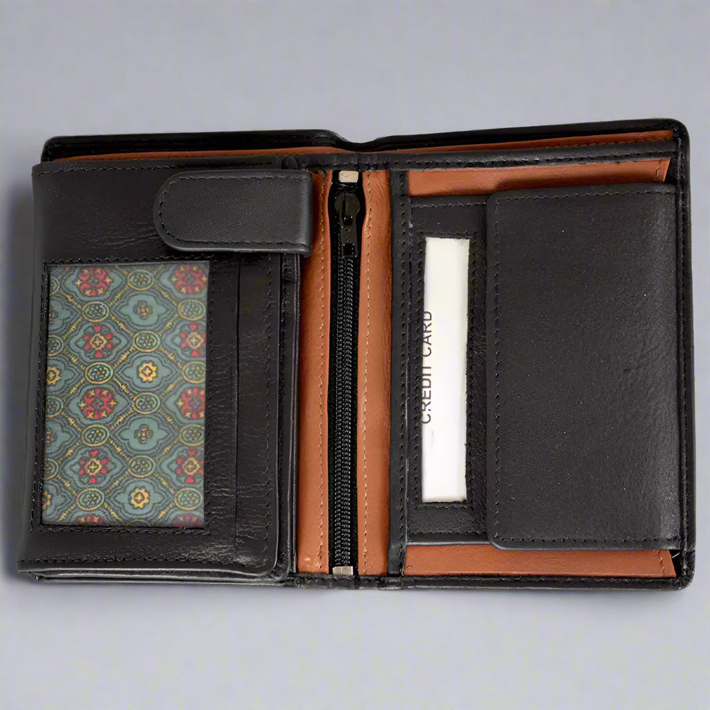 JBG International Men's Snap Close Flip Trifold Leather Wallet Boutique of Leathers/Open Road