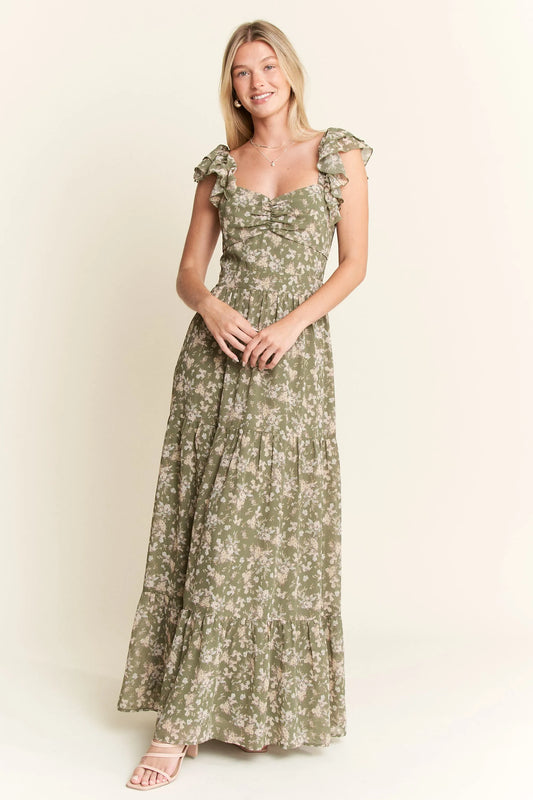 Jade By Jane Ruffle Sleeve Tiered Maxi Dress - Velora Luxury Fashion