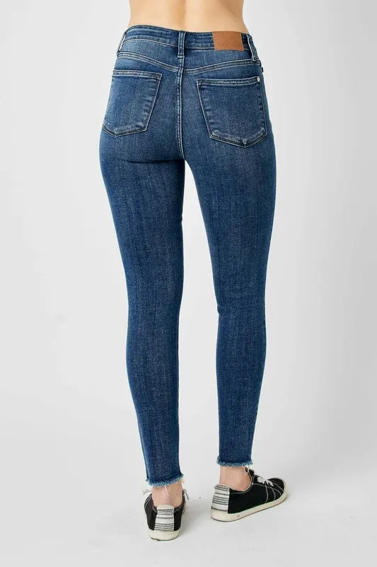 Judy Blue Full Size High Waist Distressed Skinny Jeans - Velora Luxury Fashion