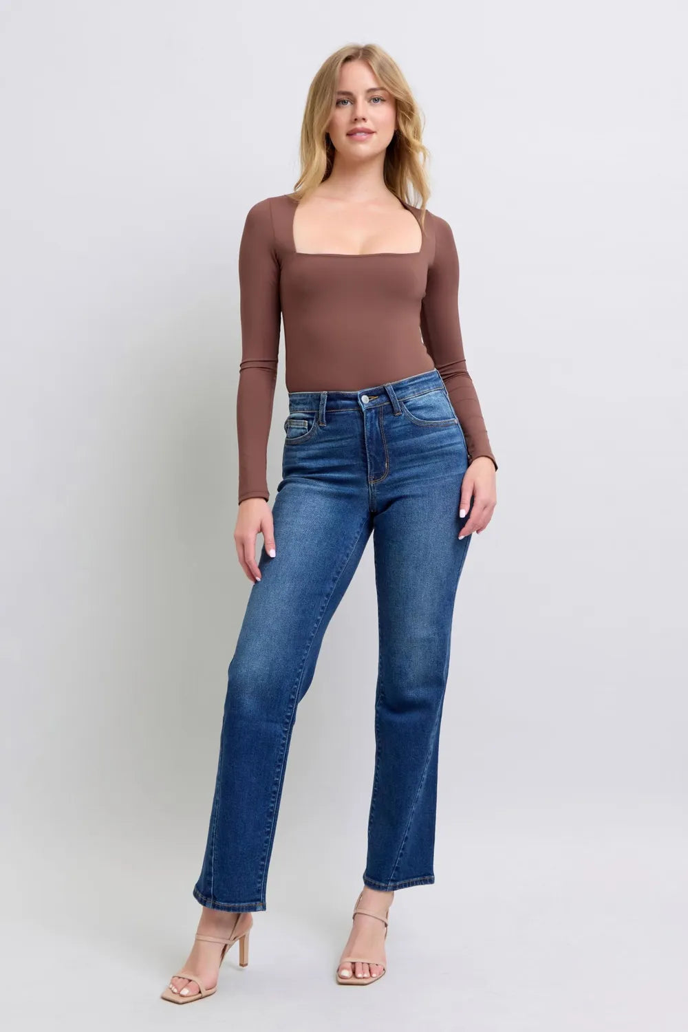 Judy Blue Full Size Side Seam Detail Straight Jeans with Pockets - Velora Luxury Fashion