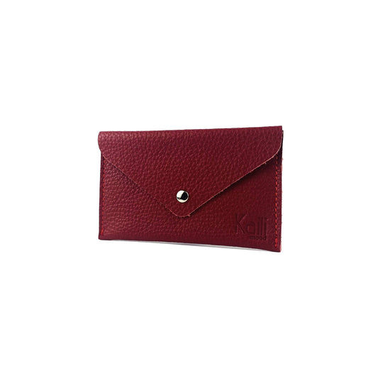 K0040VB | Bustina con pattina Made in Italy in Vera Pelle pieno fiore, grana dollaro - Colore Rosso - Dimensioni: cm 13 x 8 x 0,5 - Confezione: Gift Box rigido fondo/coperchio - Velora Luxury Fashion