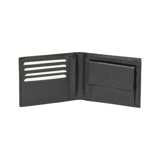 K11403AB | Portafogli Uomo in Vera Pelle pieno fiore, con leggera grana. Colore Nero. Tasca p/monete. Dimensioni da chiuso: cm 12,5 x 9,3 x 1. Confezione: Gift Box rigido fondo/coperchio - Velora Luxury Fashion