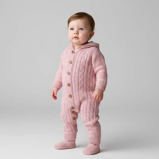 Knit Hoodie Newborn Overall Set - Velora Luxury Fashion