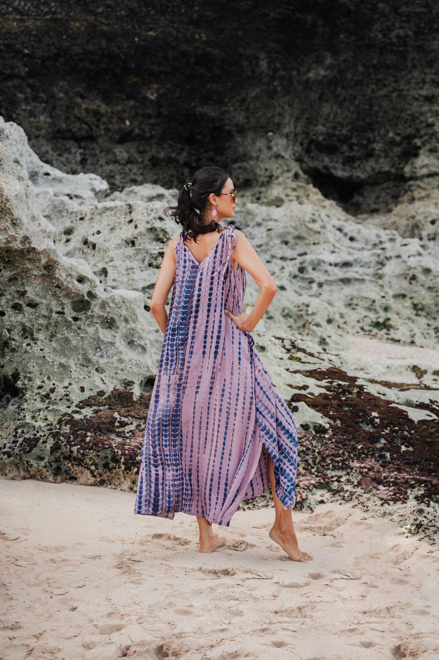 Simple Bone Tie Dye Dress - Pink