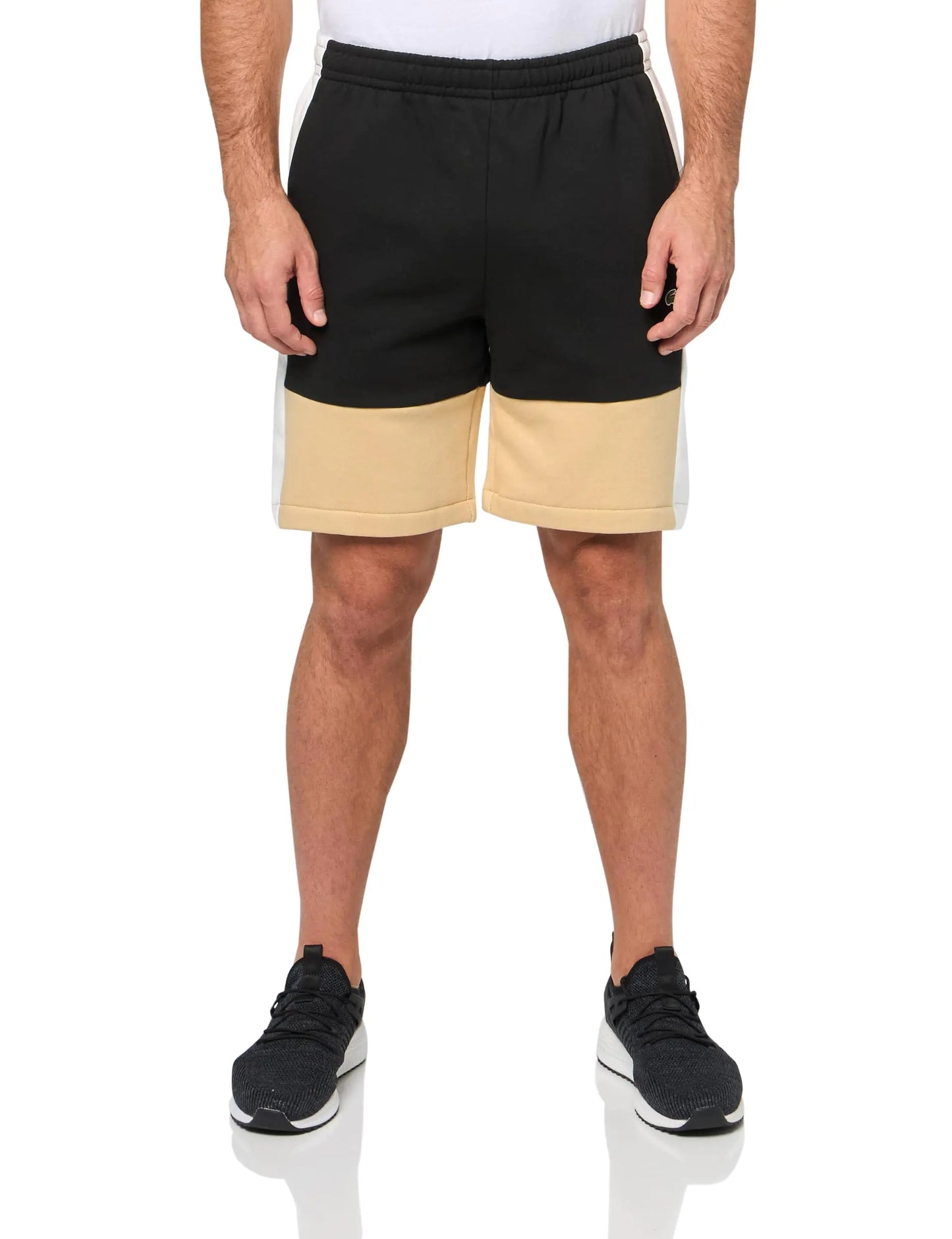 Lacoste Mens Regular Fit Color Blocked Shorts W/Adjustable Waist Black/Flour-Croissant XXL - Velora Luxury Fashion