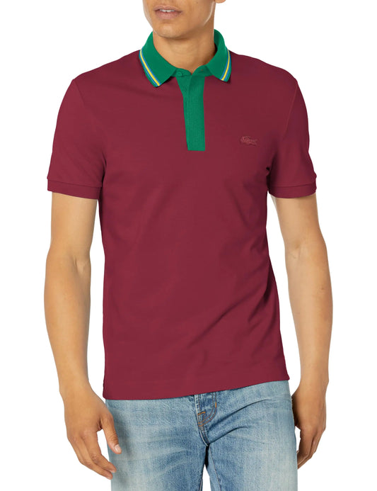 Lacoste Mens Short Sleeve Regular Fit Striped Neck Polo Shirt ZIN 3X-Large - Velora Luxury Fashion
