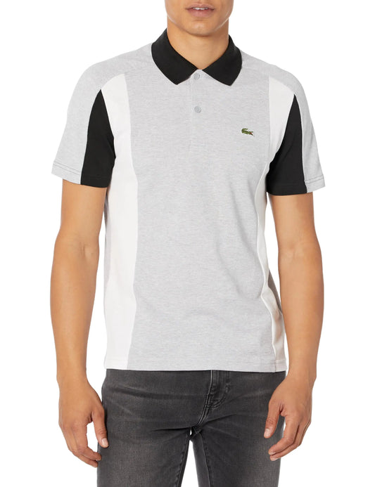 Lacoste Mens Short Sleeve Regular Fit Tri-Color Colorblock Polo Shirt - Velora Luxury Fashion