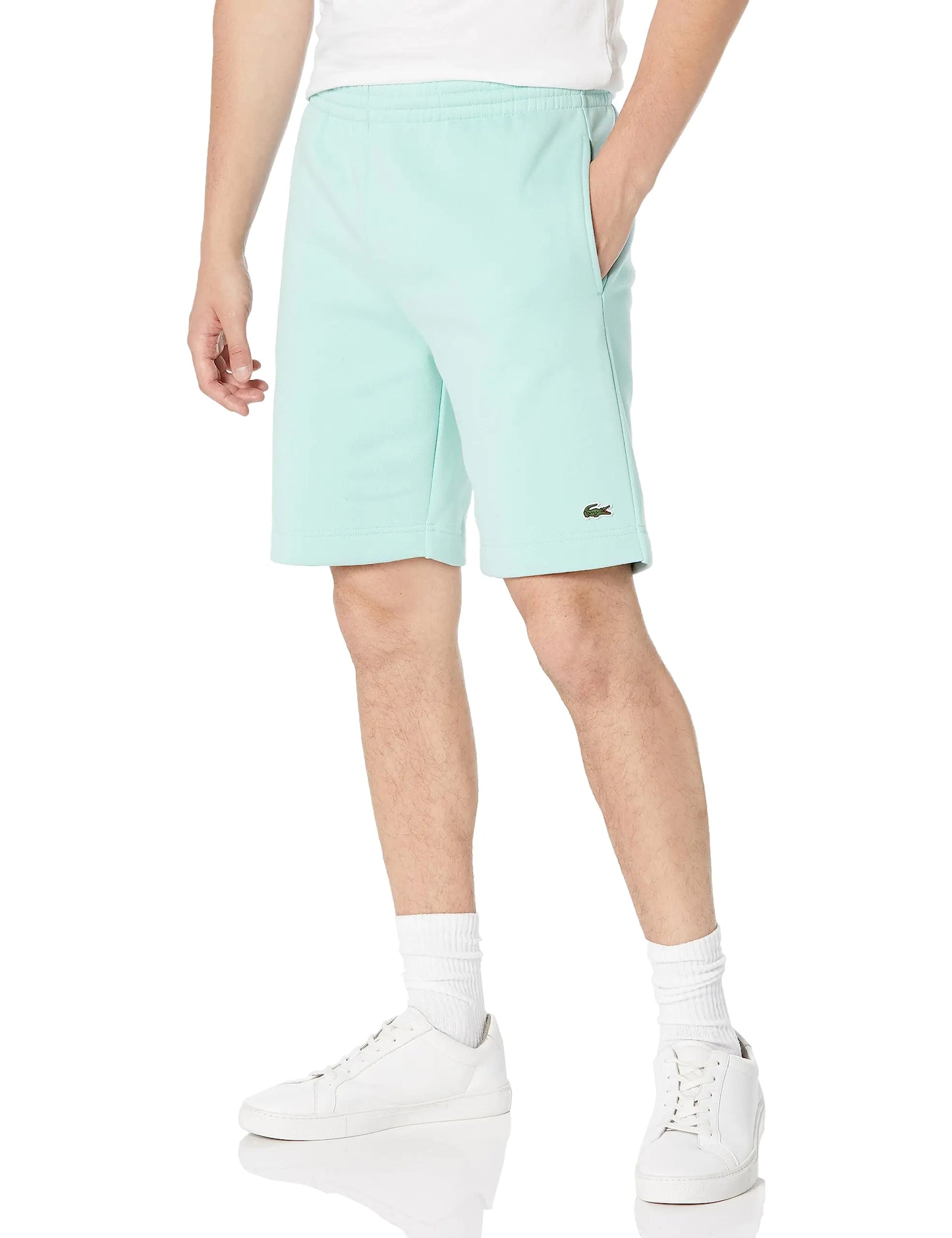 Lacoste Mens Solid Regular Fit Brushed Fleece Shorts GH9627-LGF-S - Velora Luxury Fashion