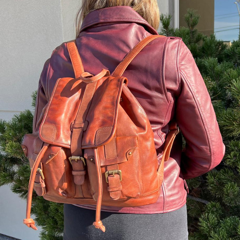 Leather Drawstring Backpack - Velora Luxury Fashion