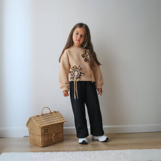 Leopard Flower Girls Casual Set - Velora Luxury Fashion
