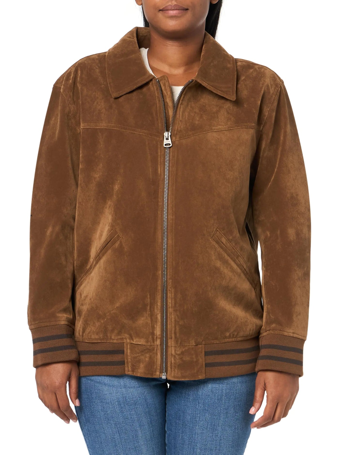 Levis Mens Faux Suede Varsity Bomber Jacket New Cognac - Velora Luxury Fashion