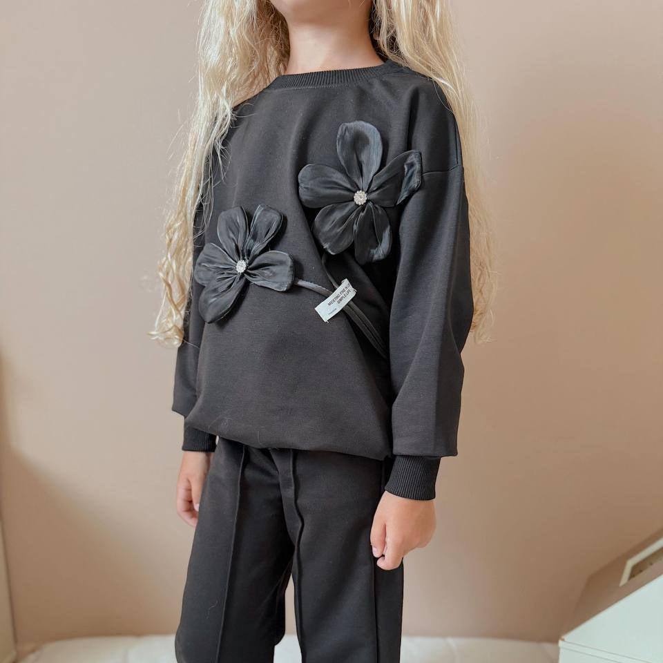 Luxury Flowers Girls Casual Set - Velora Luxury Fashion