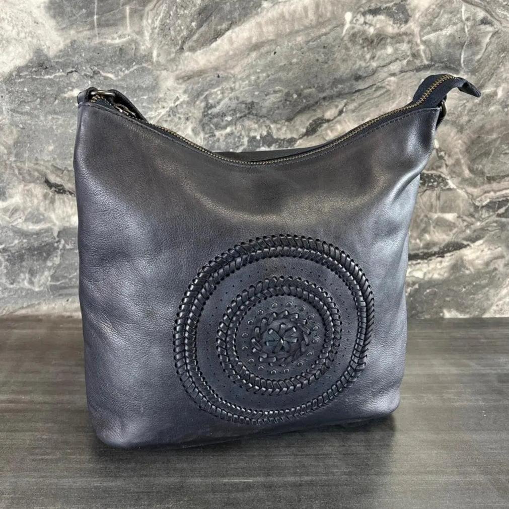 MET Floral Stitch Leather Tote with Adjustable Strap Boutique of Leathers/Open Road