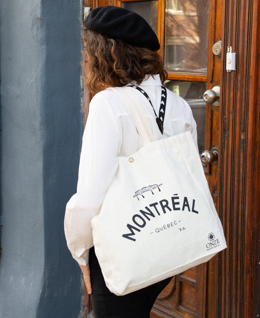 Tote Bag Montreal Quebec Illustration Canvas - Velora Luxury Fashion