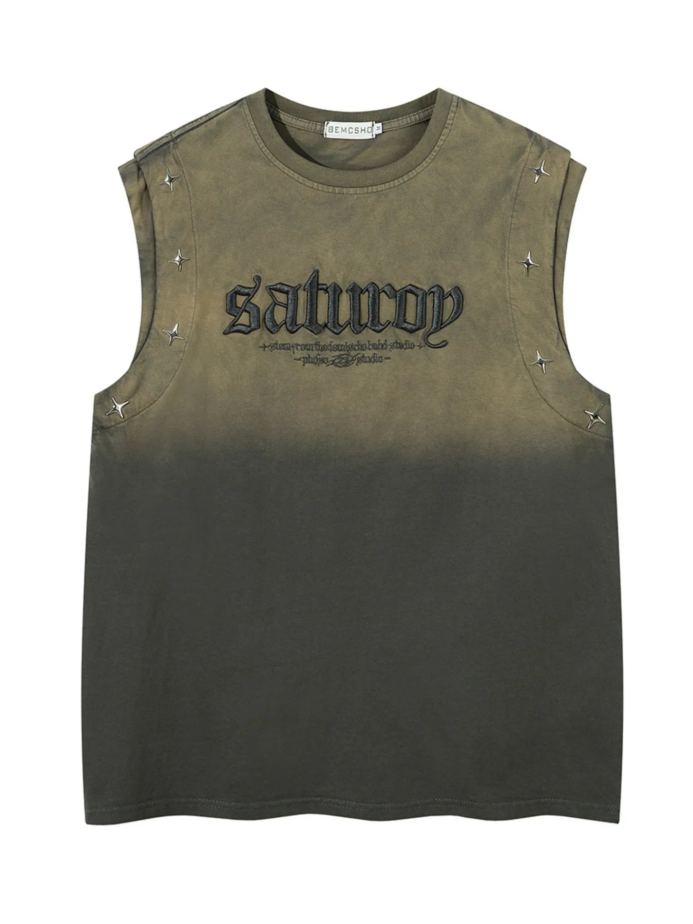 Men's Embroidered Round Neck Tank Top - Velora Luxury Fashion