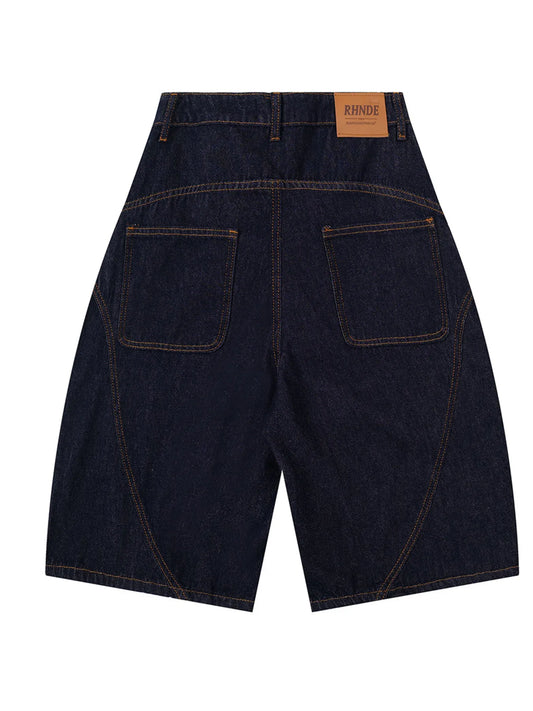 Men's Full Size Denim Shorts with Letter Patches Plus Size - Velora Luxury Fashion