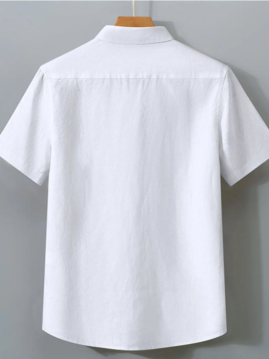 Men's Full Size Short Sleeve Button-Up Shirt Plus Size - Velora Luxury Fashion