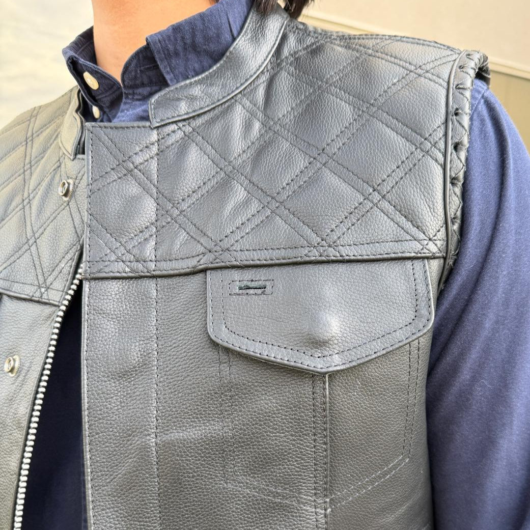 Men's Genuine Cow Leather Biker Club Vest - Velora Luxury Fashion
