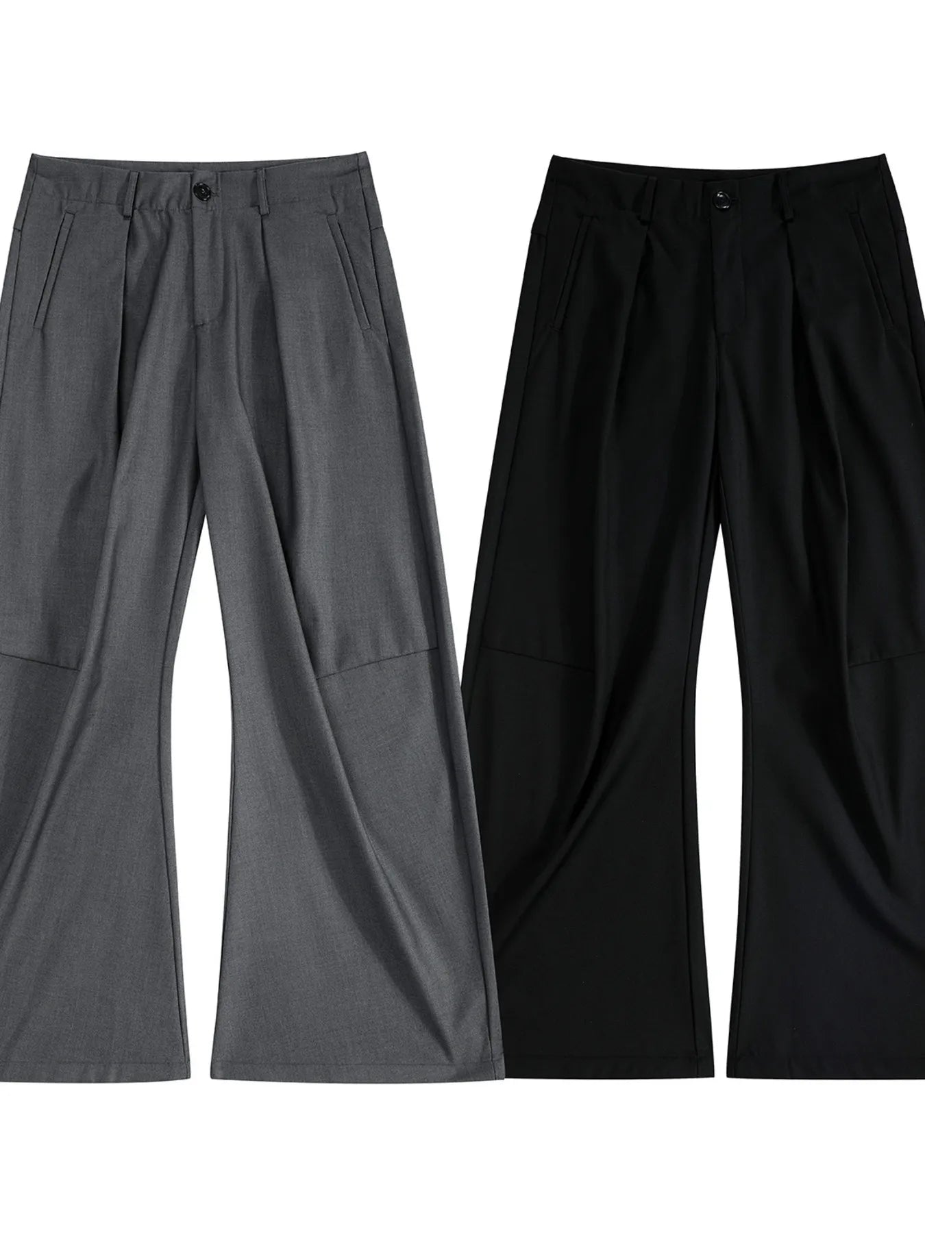 Men's High Waist Pleated Curved Pants - Velora Luxury Fashion