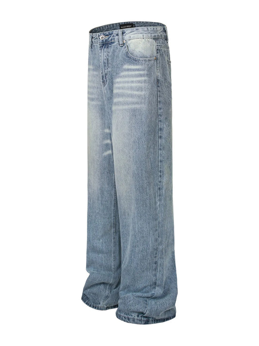 Men's High Waist Wide Leg Washed Jeans - Velora Luxury Fashion