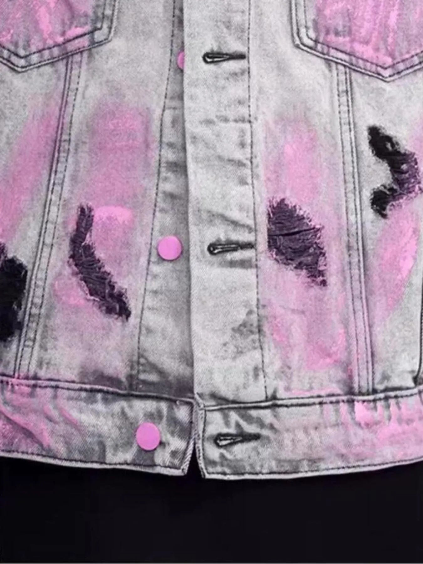 Men's Plus Size Graffiti Washed Button Up Denim Jacket - Velora Luxury Fashion