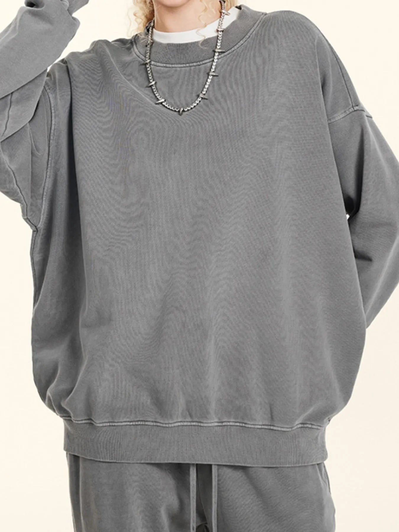 Men's Round Neck Drop Shoulder Sweatshirt - Velora Luxury Fashion