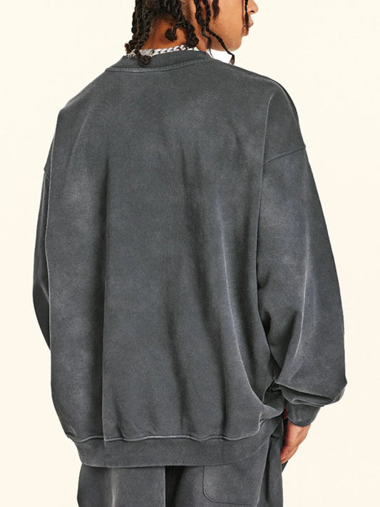 Men's Round Neck Drop Shoulder Sweatshirt - Velora Luxury Fashion