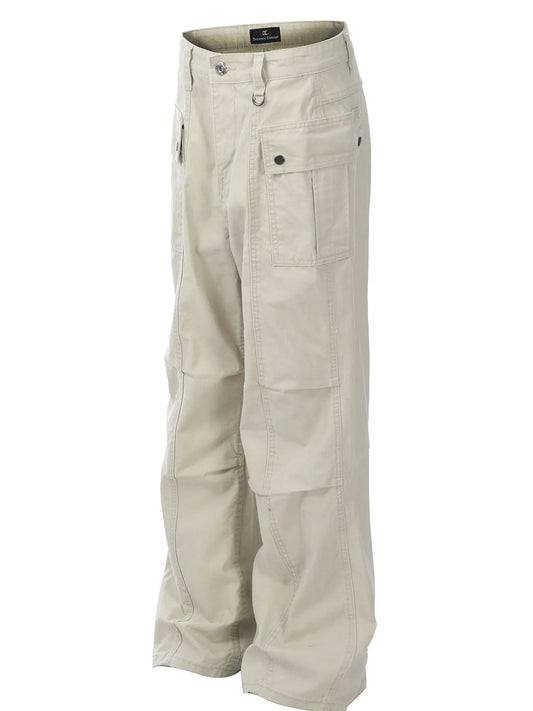 Men's Straight Cargo Jeans with Ruched Deatil - Velora Luxury Fashion