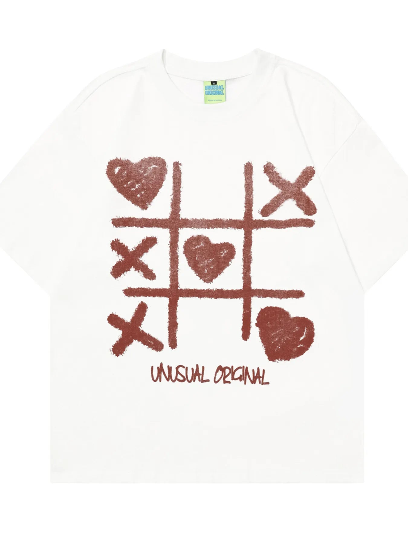 Men's Tic Tac Toe Heart Pattern Round Neck T-Shirt - Velora Luxury Fashion