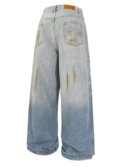 Men's Vintage Distressed Wide Leg Jeans - Velora Luxury Fashion