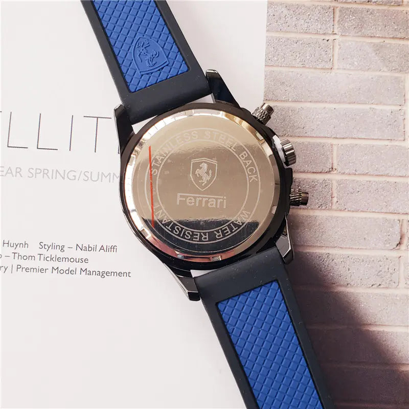 Men's Vintage Quartz Watch with 6 Needles - Ferrari Style - Velora Luxury Fashion