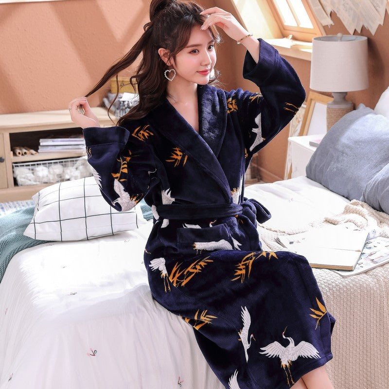 Men's Nightgown – Thick Rabbit Hair Fabric for Winter Comfort - Velora