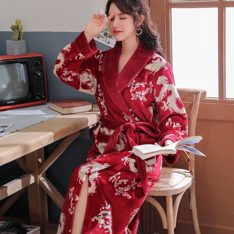 Men's Nightgown – Thick Rabbit Hair Fabric for Winter Comfort - Velora