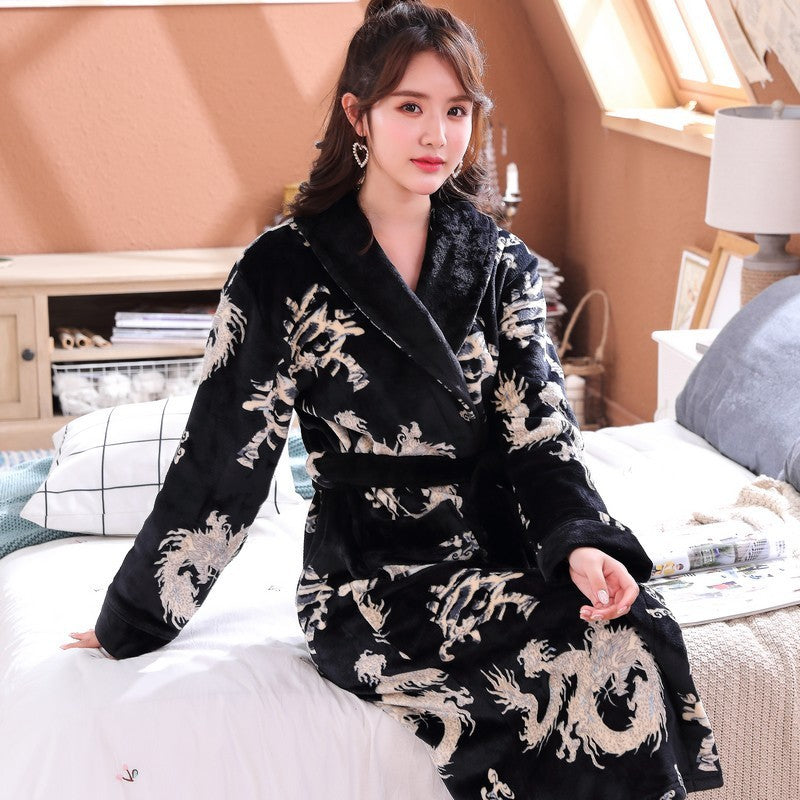 Men's Nightgown – Thick Rabbit Hair Fabric for Winter Comfort - Velora