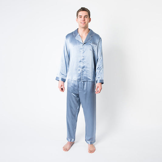 Men's Mulberry Silk Pajama Set Twilight Blue Forsters Finery