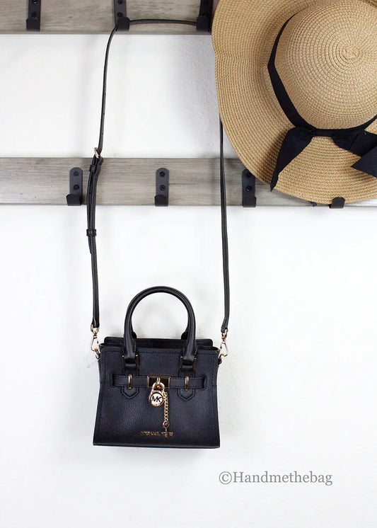 Michael Kors Hamilton XS Black Leather Mini Satchel - Velora Luxury Fashion